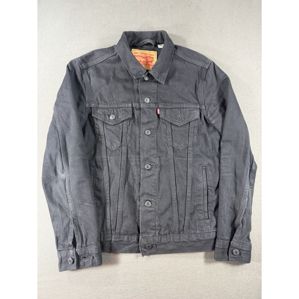 Levis Trucker Jacket Mens Small Black Denim Jean Coat Outdoor Type 3 Biker